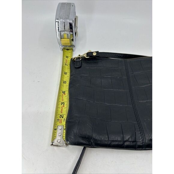 ~HAYDEN HARNETT Purse Black Leather Convertible Clutch w/Crossbody Strap - Picture 12 of 13